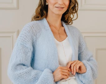 Alpaca Cardigan Blue Sweater Merino Wool Cardigan Alpaca Sweater Chunky Cardigan Blue Pullover Alpaca Wool Jacket Fluffy Sweater