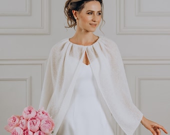 Wedding Wrap White Capelet Alpaca Shawl Greek Cape Sheer Shawl White Shawl Bridal Cape Bridesmaid Shawl Bridal Cover up Dress Shawls