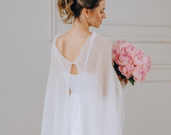 Wedding Capelet Sheer Shawl Bridal Cape Bridesmaid Shawl White Capelet Dress Shawls Greek Cape Long Scarf Mohair Shawl Women