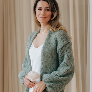 Wedding Jacket Alpaca Cardigan Bridal Sweater Alpaca Silk Cardigan Green Sweater Wedding Wrap Alpaca Wool Sweater