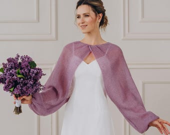 Bridal Bolero Jacket Purple Shrug Wedding Wrap Bolero White Topper Jacket Mohair Bolero Shrug Bridal Topper Cape Wedding Cover up