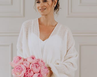 Wedding Cardigan Alpaca Sweater Bridal Jacket Bolero White Cardigan Jacket Alpaca Wool Cardigan Wedding Sweater Bridal Wrap Bolero