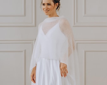 Wedding Cape Shawl White Cover up Bridal Scarf Mohair Shawl Wrap Bridal Jacket White Wedding Shawl Bridal Wrap White Wedding Stole