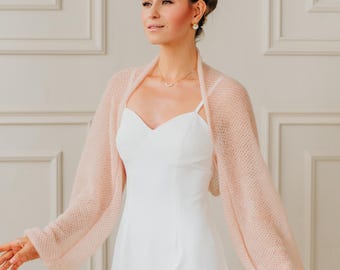 Wedding Wrap Knitted Wool Bolero Bridal Jacket Mohair Cardigan Beige Bolero Mohair Jacket Wedding Cover up