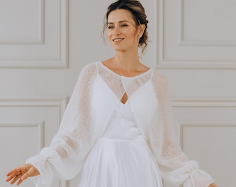 Bridal Shawl Wrap Wedding Topper White Mohair Bolero Bridal Cover up White Wedding Bolero Bridal Jacket Wedding Wrap White Bridal Cape