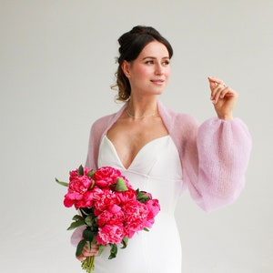 Mohair Bolero Pink Bridal Wrap Mohair Silk Shrug Wedding Bolero Mohair Cover Up White Wedding Jacket