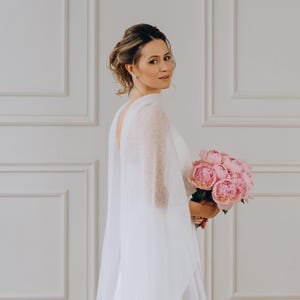 Wedding Shrug Shawl White Bridal Topper Bridal Bolero Wrap Mohair Shawl Scarf Openwork Shawl Bridal Cover up White Shawl Scarf Bridal Cape