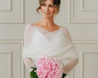 Wedding Shrug Bolero White Cover up Mohair Bolero Shrug Bridal Jacket White Bolero Shrug White Wrap Bolero Wedding Cover up