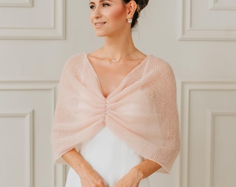 Chal de boda con hombros descubiertos, estola de novia, chal de mohair, capa de boda, chal de lana de punto, chal de invierno
