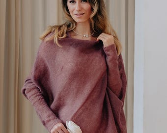Mohair Poncho Knitted Wool Bolero Mohair Cardigan Women Knit Pullover Mohair Wool Jacket Women Poncho Sweater Mohair Wool Wrap