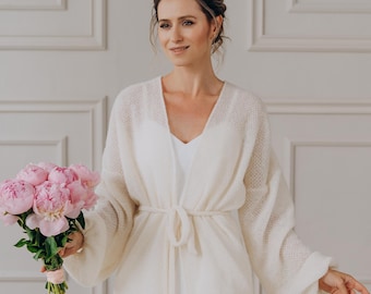 Wedding Jacket Alpaca Cardigan Bridal Sweater Oversized Cardigan White Jacket Bolero Wedding Wrap White Cardigan Wrap Belted Cardigan