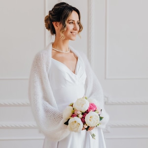 Wedding Jacket White Bolero Bridal Cover up Mohair Shrug Bolero Wedding Cardigan White Cover up Bridal Jacket Bolero