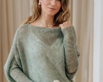 Mohair Poncho Green Sweater Dress Mohair Pullover Wrap Green Poncho Mohair Sweater Wedding Wrap Mohair Cardigan Wedding Shrug
