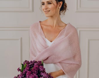 White Shawl Wedding Shrug Openwork Shawl Bridal Cape Mohair Shawl Scarf Pink Shawl Wrap Wedding Cover up