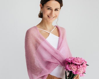 Bridal Shrug Lace Mohair Sweater Bridal Bolero Women Scarf Shawl Pink Mohair Wrap Wedding Jacket Mohair Cover Up