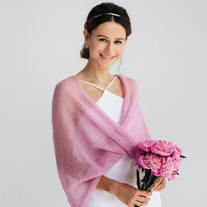 Bridal Shrug Lace Mohair Sweater Bridal Bolero Women Scarf Shawl Pink Mohair Wrap Wedding Jacket Mohair Cover Up