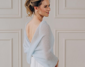 Blue Capelet Mohair Shawl Scarf Bridal Cape Bridesmaid Shawl Sheer Cape Dress Shawls Wedding Cover up