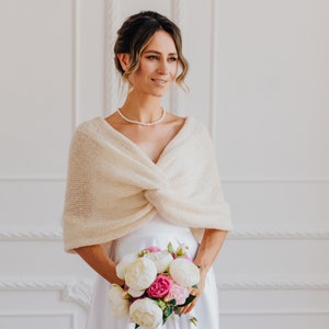 Bridal Shawl Wrap Wedding Stole Alpaca Silk Scarf Bridal Cover up White Shawl Wrap Bridal Shrug Bolero Wedding Shawl