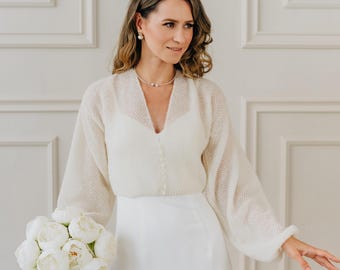Wedding Jacket Alpaca Sweater White Jacket Bridal Cover up Alpaca Wool Jacket White Cardigan Wedding Cape Openwork Sweater Wedding Wrap