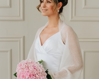 White Wrap Bolero Bridal Jacket Bolero Wedding Cover up Mohair Bolero White Jacket Wedding Sweater Openwork Cardigan White Bolero Shrug