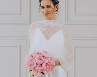 White Capelet Bridal Cape Dress Shawls Wedding Wrap Sheer Shawl Mohair Wrap White Shawl Wedding Capelet Bridesmaid Shawl