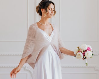 Wedding Cape Mohair Cover up Openwork Shawl Wedding Shrug Bolero Bridal Wrap Mohair Bolero Wedding Jacket