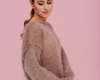 Pull en alpaga pour femme Pull duveteux en alpaga Pull beige pour femme Veste en alpaga Pull doux