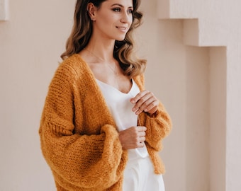 Alpaca Sweater Women Orange Alpaca Wool Merino Cardigan Wedding Sweater Merino Wool Cardigan Bridal Jacket Soft Alpaca Cardigan