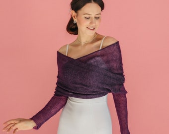 Boléro de mariage Boléro en mohair Veste de soie Cardigan de mariée Cache-coeur en mohair Haut de mariée Boléro en mohair Écharpe de mariage Châle de mariée