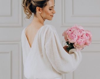 Wedding Sweater White Jacket Alpaca Wool Pullover Wedding Bolero Wrap White Sweater Women Bridal Pullover Wedding Wrap Bolero Bridal Cover