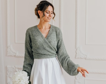 Wedding Jacket Alpaca Cardigan Bridal Sweater Alpaca Silk Cardigan Wedding Wrap Alpaca Sweater Bridal Pullover Green Sweater