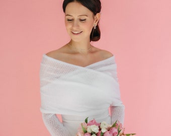 Alpaka-Hochzeitsschal, Alpaka-Bolero-Achselzucken, weißer Brautwickel, weiße Alpaka-Jacke, Braut-Vertuschung, weißer Alpaka-Pullover, weiße Braut-Stola