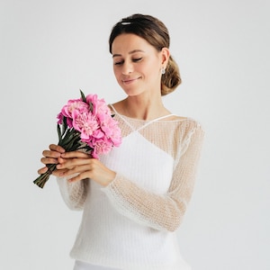 Mohair Wedding Sweater White Pullover Bridal Cover Up