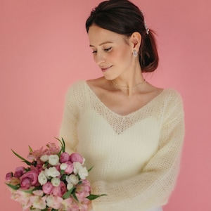 Mohair trui bruids jas witte trui Mohair trui bruids bedekken witte trui vrouwen witte mohair jas bruids trui