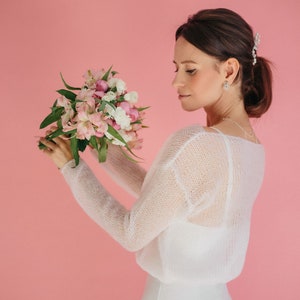 Wedding Sweater White Bridal Jacket Mohair Sweater White Brigal Shrug Wedding Jacket White Bridal Top White Sweater Women White Bridal Wrap