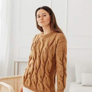 Beige Sweater Dress Oversized Sweater Beige Jacket Cable Knit Sweater Beige Pullover Chunky Knit Sweater