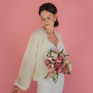 White Jacket Women Mohair Cardigan Bridal Wrap White Wool Cardigan Mohair Jacket Bomber Cardigan Bridal Cover up