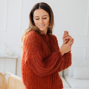 Pull en mohair pour femme Pull en mohair Pull en laine Pull en mohair automne Pull torsadé Cardigan en mohair Pull pour femme