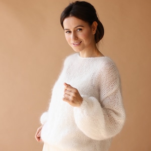 Pull en mohair Pull de mariage Veste en laine blanche Pull de mariée Pull en tricot blanc Boléro de mariée blanc image 1