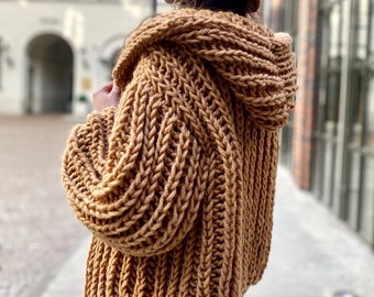 Hooded knit sweater womens hot sale