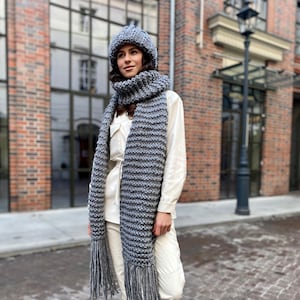 Long Scarf Woven Scarf For Women Gray Scarf Knit Big Cable Scarf Blanket Scarf Wool Long Scarf Knitted Thick Scarf Women Gray Infinity Scarf