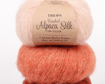 Alpaca Yarn DROPS Brushed Alpaca Silk Lace Yarn Art Yarn Silk Knitting Yarn Natural Yarn Wool Fabric Silk Yarn