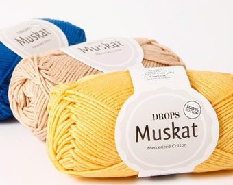 Cotton Yarn DROPS Muskat Mercerized Cotton Natural Yarn Amigurumi Yarn DK Yarn Crochet Yarn Summer Yarn