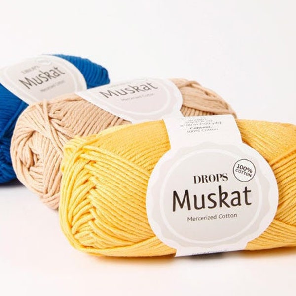 Cotton Yarn DROPS Muskat Mercerized Cotton Natural Yarn Amigurumi Yarn DK Yarn Crochet Yarn Summer Yarn