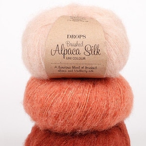 Alpaca Yarn DROPS Brushed Alpaca Silk Lace Yarn Art Yarn Silk Knitting Yarn Natural Yarn Wool Fabric Silk Yarn