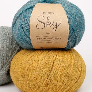 Alpaca Yarn Drops Sky Merino Wool Yarn Baby Alpaca Wool Knitting Yarn Crochet Wool Merino Yarn Sock Yarn Natural Yarn