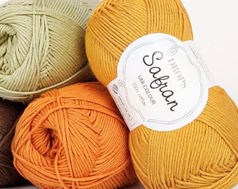 Fils de coton DROPS Safran, cordon en macramé, fil amigurumi, fil de coton, fil naturel, fil pour bébé, fil artistique