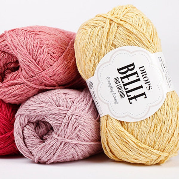 Cotton Yarn Drops Belle Linen Yarn Viscose Yarn Crochet Yarn DK Yarn Light Worsted Yarn Natural Yarn Summer Yarn