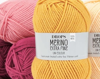 Merino Yarn Drops Extra Fine Merino Wool Yarn Superwash Yarn Sock Yarn DK Yarn Art Yarn