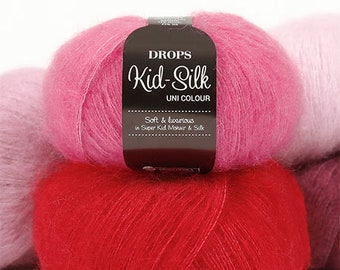 Hilo de mohair DROPS Hilo de encaje de seda para niños Super Kid Hilo de seda de mohair Hilo de lana de mohair